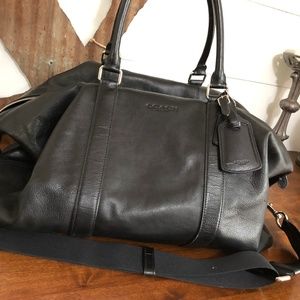 COACH black leather weekender duffel bag LARGE